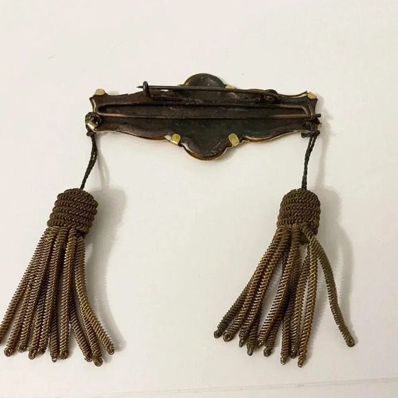 Vintage Orange Young Britons Pin with  Tassles Dom Regali Co Toronto - Picture 11 of 12